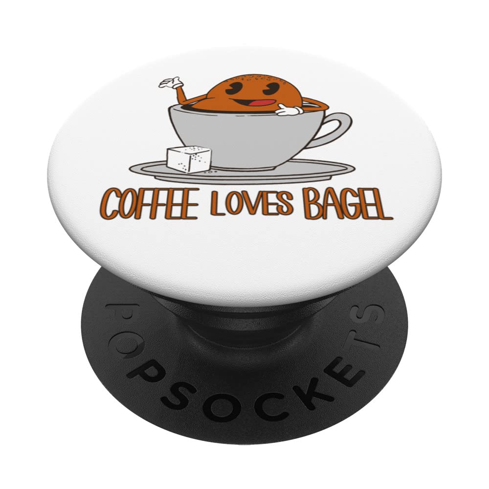 Funny Coffee And Bagel Quote For Women Men And Bagel Lover PopSockets Swappable PopGrip