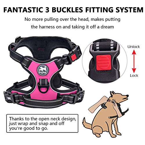 PoyPet No Pull Dog Harness, No Choke Front Clip Dog Reflective Harness