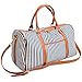 BAOSHA HB-25 Ladies Women Canvas Holdalls Weekender Bag Travel Duffel Tote Bag Weekend Overnight Travel Bag Handbags with Strips and PU Leather Decoration (Blue)
