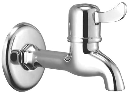 Oleanna Magic Brass Quarter Turn Fittings Long Body Bib Cock Bathroom Taps (Chrome Finish)