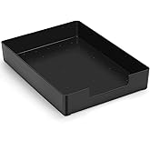 Letter-Size Paper Tray Organizer/Office Organizers/Rectangular Plastic Files/Desk Accessories, Plastic Paper Holder File Organizer for Office, School, Home Storage (Black)/Stackable/