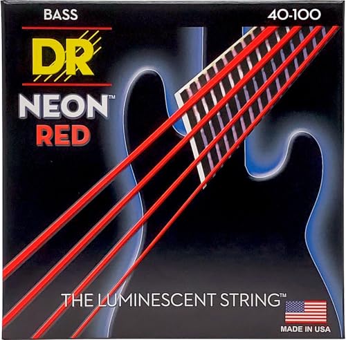 DR Strings Hi-Def Neon Red Bass Lite