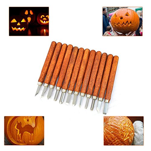 Wood Carving Tools, 14pcs Professional Carving Chisels Knife Kit for DIY Sculpture Carpenter Experts & Beginners, w/Protective Covers & Whetstone & Reusable Pouch.