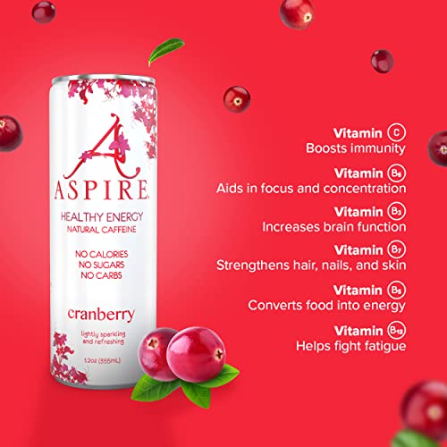 Aspire Healthy Energy Drinks, Cranberry, Sugar Free, Sparkling Energy