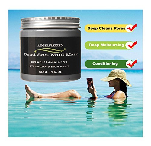 AngelFlipped Dead Sea Mud Mask Pure Natural Minerals Deep Cleaning the Skin , Blackhead Mask, Minimize Pores, Reduce Wrinkles, Improves Complexion, Acne Treatment for Facial Treatment 8.8 FL OZ
