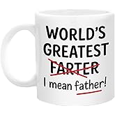 DOPTIKA World's Greatest Farter I Mean Father Mug, Daddy Christmas Gifts From Daughter, Son, Papa Coffee Mugs, Worlds Best Dad Mug, Funny Coffee Cups Gifts For Dad Christmas, Thanksgiving, Birthday