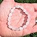 Zenergy Gems Charged Natural Rose Quartz Crystal Stretchy Bracelets + Selenite Heart Charging Crystal (Round Nugget)