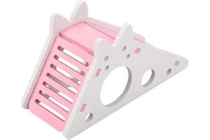 Felenny Hamster House Rest Nest Wooden Assembly Climbing Stairs Small Pet Exercise Playing Toy for Small Animal Squirrel Guinea Pig Hedgehog Chinchilla (Pink)