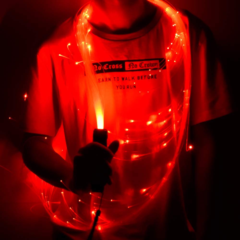 Kingmaled LED Fiber Optic Dance Whip, 10 Colors 40 Effects, LED Space Whip Remix, Party Disco Light, 360° Rotatable, Great for Show Events Club Festival