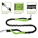 Hands Free Dog Leash for Running Walking Training Hiking, Dual-Handle Reflective Bungee, Poop Bag Dispenser Pouch, Adjustable Waist Belt, Shock Absorbing, Ideal for Medium to Large Dogs (Black/Green)