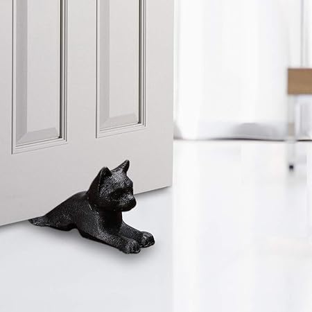 Amazon Haod 装飾用猫ドアストッパー 鋳鉄製素朴なドアストッパー 寝室や浴室でドアを開けておくホールド アンティークブラックヘビーメタルドアストッパー オフィス家具小物 パーツ 文房具 オフィス用品