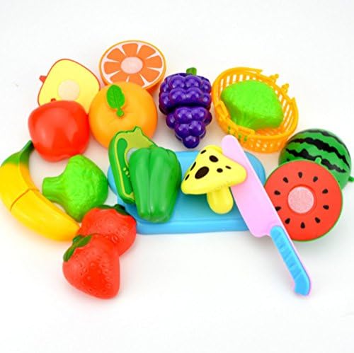 Play food, Hillaryli Play Kitchen Plastic Fruit Vegetable Kitchen Cutting Toy Food Playset Pretend Play Food Sets