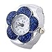 FACILLA® Women Quartz Movement Finger Ring Watch Royal Blue Flower Dial Arabic Numerals