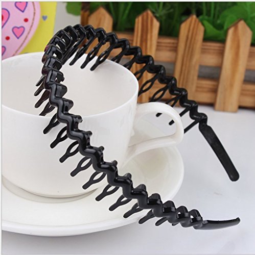 el regalo black plastic wave teeth comb hairband 8 mm for unisex