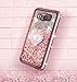 Galaxy J7 Case,J700 Case, Silverback Girls Women Moving Liquid Holographic Sparkle Glitter Case with Ring, Bling Diamond Rhinestone Bumper Slim Protective Case for Samsung J7 2015 J700 -Rose Gold