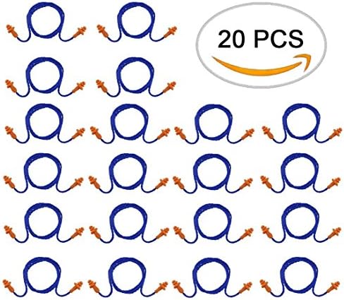 Amersumer 20 Pack Corded Soft Silicone Reusable Ear Plugs Reusable Hearing Protection Ear plugs for Sleeping Hearing Protection Swimming