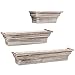 Rustic Torched Wood Wall Mounted Display Floating Shelves, Set of 3, Brown