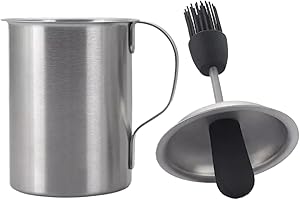 Sauce Pot and Basting Brush Set - Stainless Steel BBQ Oiling Pan Set, 3.66x3.66x6.1 inch Multifunctional Saucepan Cooking Gif