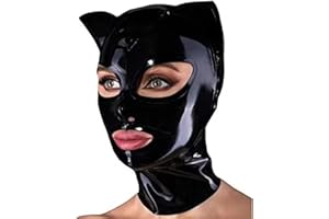 Latex Head Cover Black Latex Mask Latex Face Hood Rubber HeadMask Back Zipper for Cosplay Party Club Wear