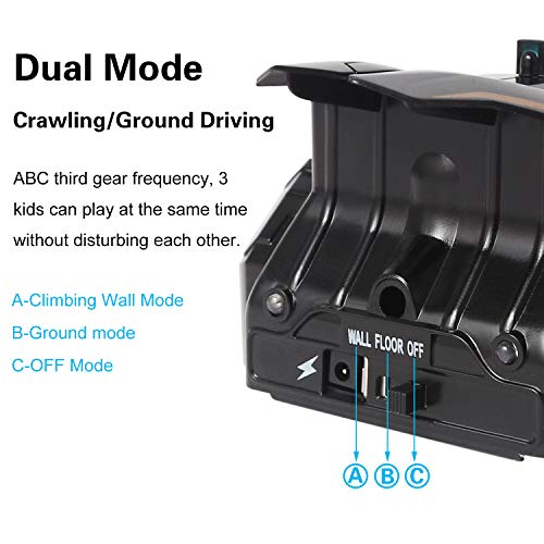 MEYUEWAL RC Remote Control Car Rechargeable Wall Climbing Cars Dual Mode 360° Rotating Stunt Race Toy Cars with LED Light Stunt Climber Racing Car Best Gifts for Kids, Boys & Girls (Black)