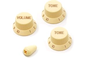 Vintage Forge Cream Guitar Control Knobs (1 Volume, 2 Tone, 1 Switch Tip) for Fender Strat Style Electric Guitars Fits USA (Imperial) Split Shaft Pots STKUS-CRM