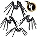F FiGoal 4 Pack Halloween Giant Spider Spooky Hairy Spiders Halloween Indoor and Outdoor Yard Decoration Scary Creepy Black Spiders (Different Sizes up to 50'')
