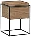 Amazon Brand – Rivet Axel Lid Storage Wood and Metal Side End Table Nightstand, Walnut