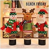 3D Christmas Wine Bottle Cover 3PCS Holiday Wine Bottle Décor for Home Party, Wine Bottle Sweater Santa Snowman Reindeer