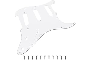 SAMHEROME 11 Hole ST/Strat Style Pickguard SSS Pick Guard for USA/Mexico Stratocaster/Strat Modern Style Guitar Parts, 3 Ply with Screws (White 3 Ply)