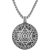 NIGHTCRUZ Seal Solomon Hexagram Necklace, Six-pointed Star Pendant with 12 Constellation