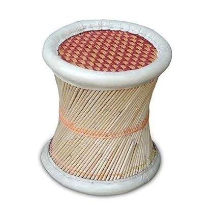 primaa Bikaneri Eco-Friendly Handicraft Cane Bar Stool Mudda Chair for Indoor/Outdoor Furnishings