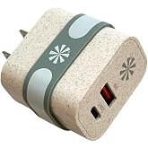 Tech Candy Double Play Eco Wall Power Adapter, Compatible with USB and USB-C Charging Cords - Natural