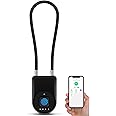 eLinkSmart Fingerprint Cable Lock, 3.6" Long Shackle Small Keyless Biometric Waterproof Bluetooth Smart Padlock for Gate Outdoor Fence Gym Locker Cabinet Pool Yard Ski Luggage Travel - Black