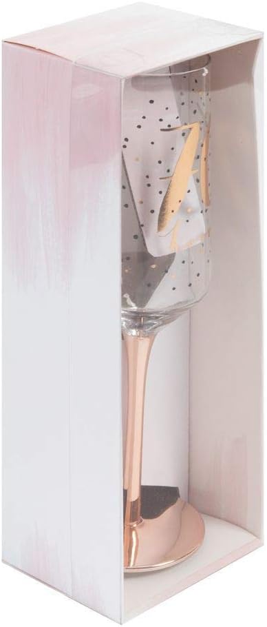 Widdop and Co Hotchpotch Luxury Champagne Prosecco Flute Glass Rose Gold Stem 70th Birthday, Rose Gold,black - Image 3