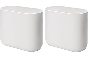 INTERDESIGN iDesign Small Slim Plastic Bathroom Trash Can, Garbage Can for Bedroom, Office, Desk, Dorm, 2-Pack, White