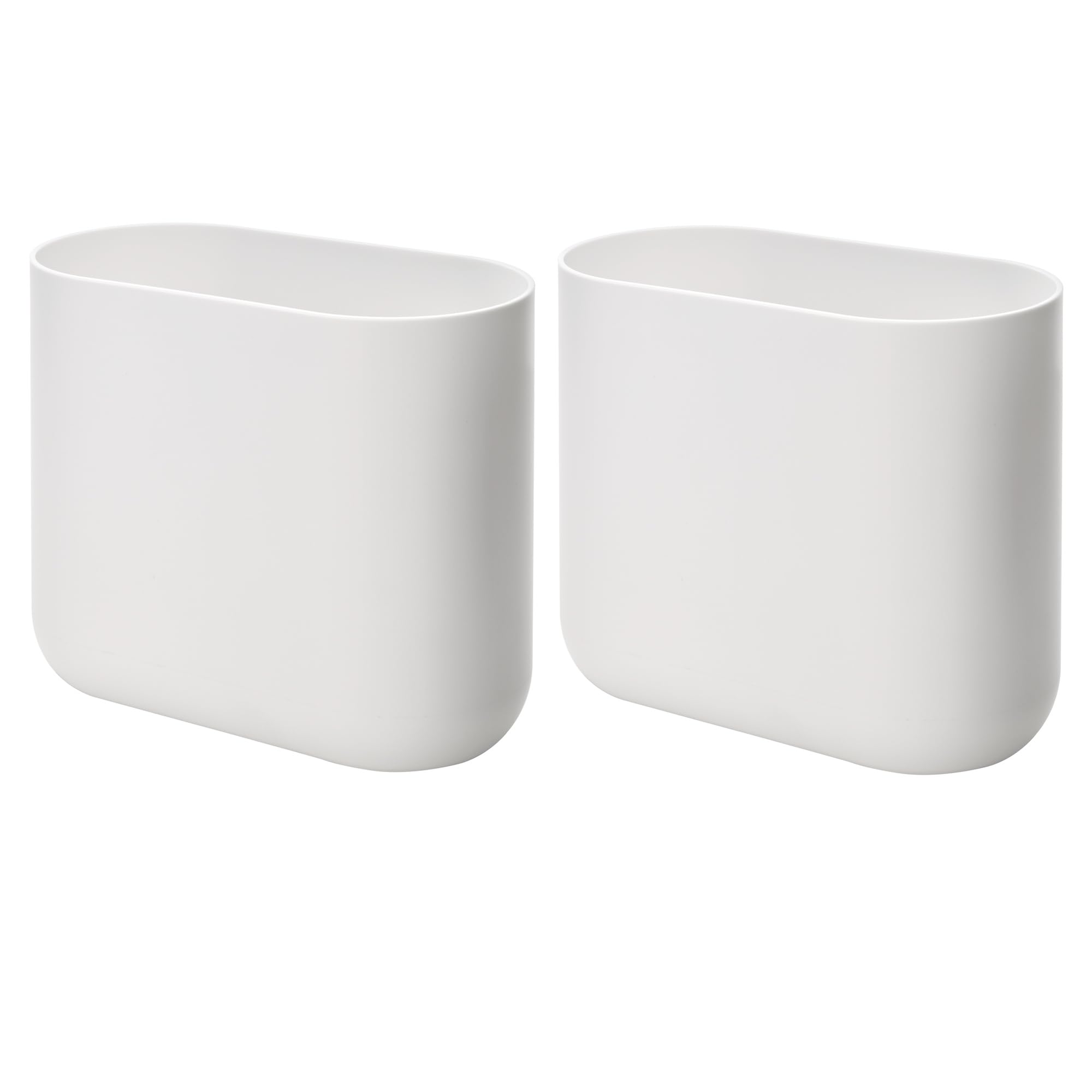 iDesign Small Slim Plastic Bathroom Trash Can, Garbage Can for Bedroom, Office, Desk, Dorm, 2-Pack, White Image
