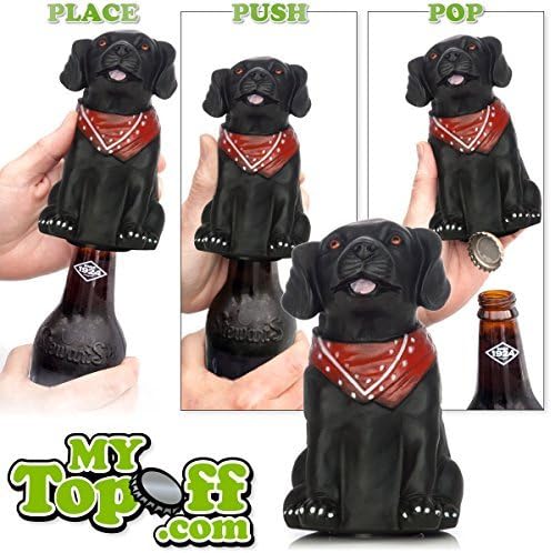 MyTopOff Push Down Black Dog Bottle Opener