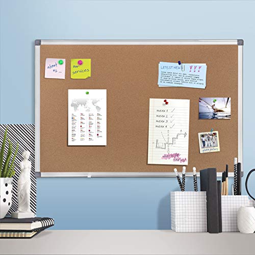 image for WEYOUNG Cork Board - 24 x 36 Bulletin Board Aluminum Framed Pin Board 