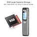 Voice Recorder - 1100mAh Rechargeable Dictaphone Sound Audio Recorder, 8GB Voice Activated Recorder with MP3 Player, Music Rewind, Password, A-B Repeat, Memory Expansion (Sliver)