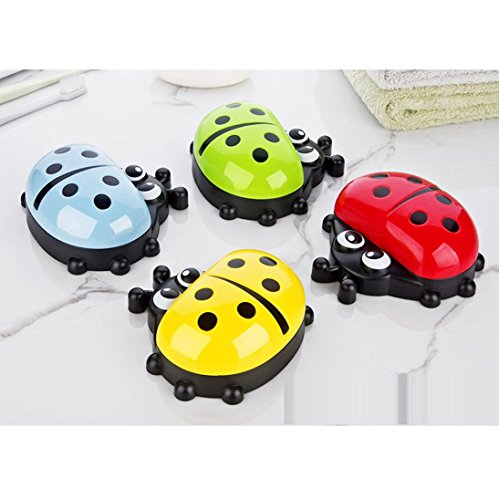 Yeefant 1 Set Colorful Ladybug Soap Box Cute Cartoon Travel Soap Dish,Protect Your Soap,Keep Soap Dry and Clean,Cute Decorations, 5x5 Inches (Red)