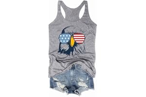 YMOSHOE American Flag Tank Tops for Women 4th of July Air Force Flyover Flag Tank Shirts with Eagle Patriotic USA Flag Vest Shirt