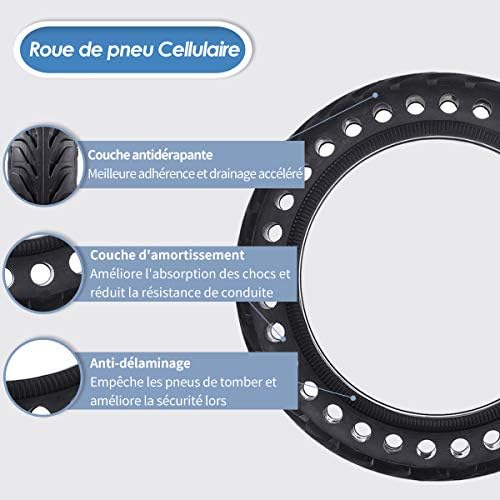 JOYXEON Pneu Roue 8 1/2X2 Chambre a air (1.8mm épais) / Pneu Plein Avant/Arrière Pneu Pneu de Rechange Compatible avec Xiaomi M365/ Pro, Durables Anti-Dérapant, Kit de démonte-pneus/Valve Extension