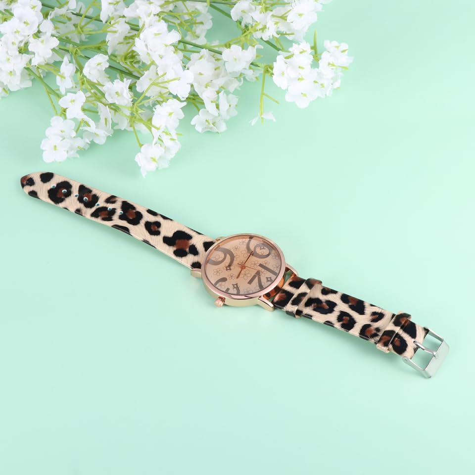 SAFIGLE Damenuhr Leopardenmuster：Damen Armbanduhr Uhr Damen Pu Leder Armbanduhr Mit Quarzwerk Und Ziffernblatt FüR Frauen Elegantes Design Perfektes FüR Besondere AnläSse