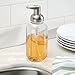 mDesign Round Plastic Refillable Foaming Soap Dispenser Pump Bottle for Kitchen Countertop and Sink - Vintage-Inspired, Compact Container Design - Twain Collection - 4 Pack - Clear/Brushed Chrome