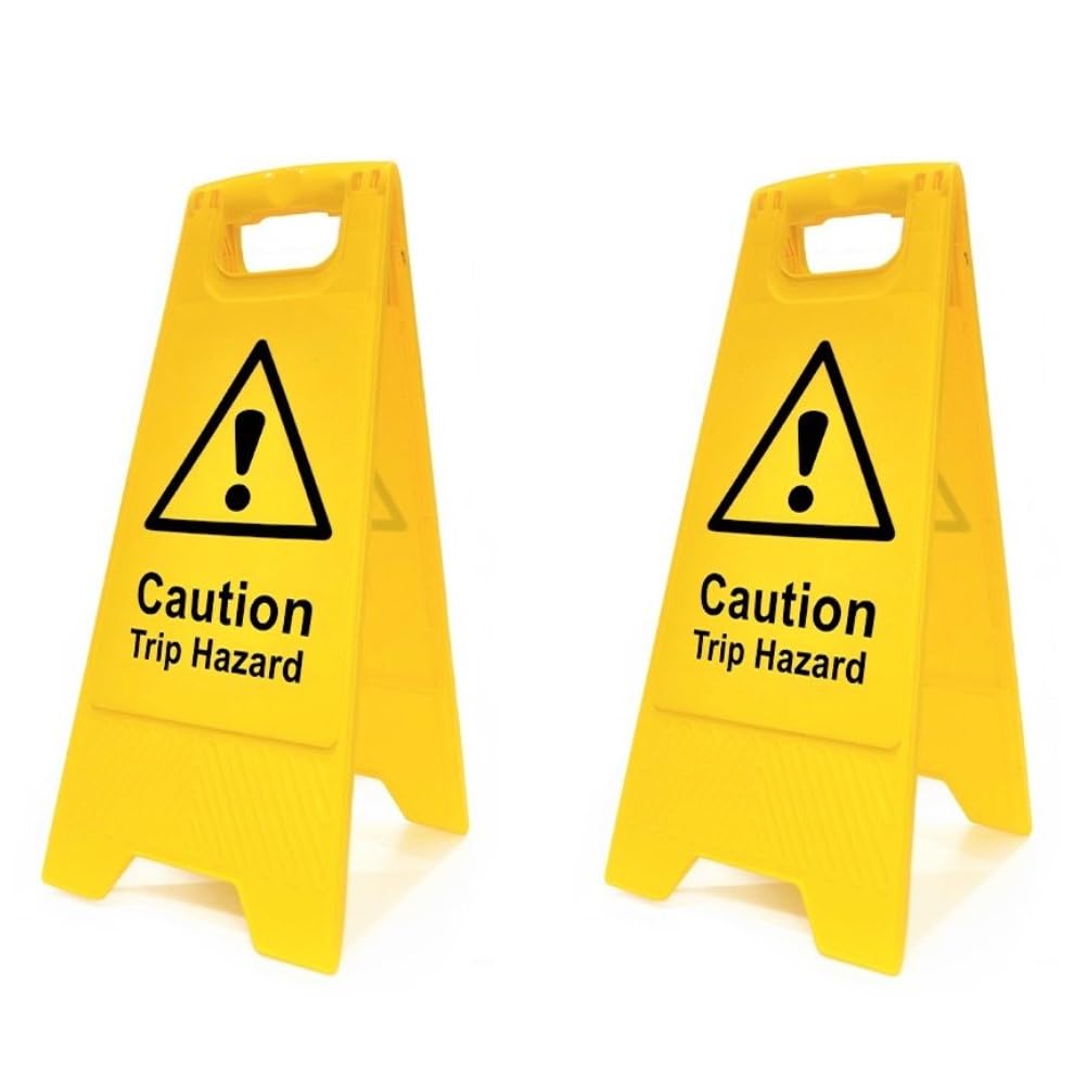 Caution Trip Hazard Floor Sign, Pack of 2, Heavy Duty A Boards, Double Sided Message, Lightweight & Easily Transportable