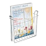 iDesign Classico Metal Wall Mount Magazine Rack, Newspaper and Book Holder for Bathroom, Office, Bedroom, Den, 10.5" x 3.5" x 8.5", Chrome