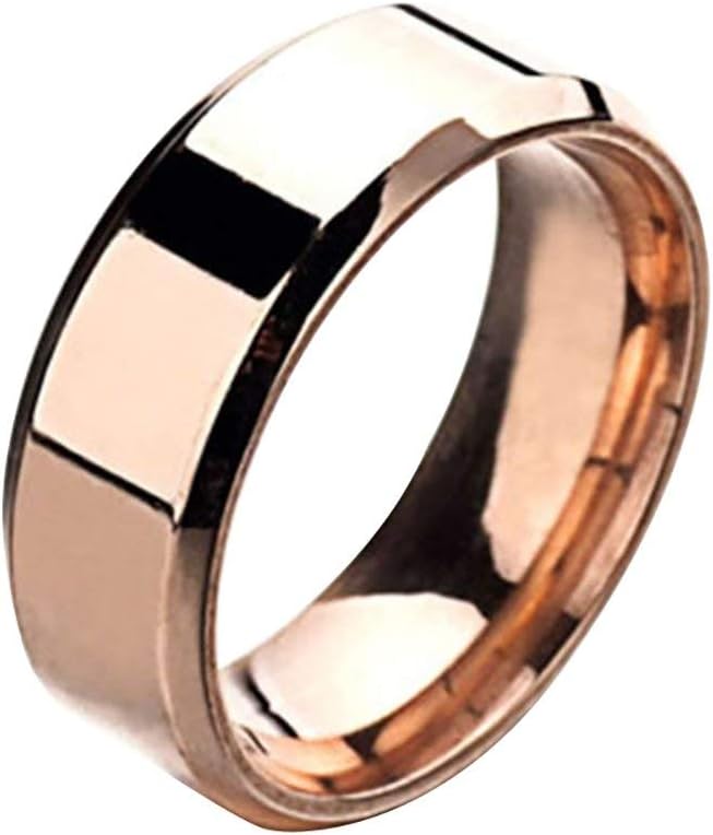 Wintefei Fashion Simple Unisex Lovers Stainless Steel Mirror Finger Rings Jewelry Gifts - Black US 12
