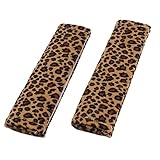 uxcell® Leopard Print Car Safety Seat Belt Cover Shoulder Pad Black Brown Pair