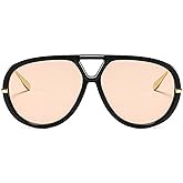 mincl Trendy Oversized Pilot Sunglasses Women For Men Round Sun Glasses Vintage Big Frame Shield Shades Men Punk Sunglasses