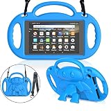 MENZO Kids Case for All-New Fire HD 8 2018/2017 - Shockproof Convertible Handle Light Weight Protective Stand Cover Kids Case for Fire HD 8" (2017 and 2018 Releases) Tablet, Blue